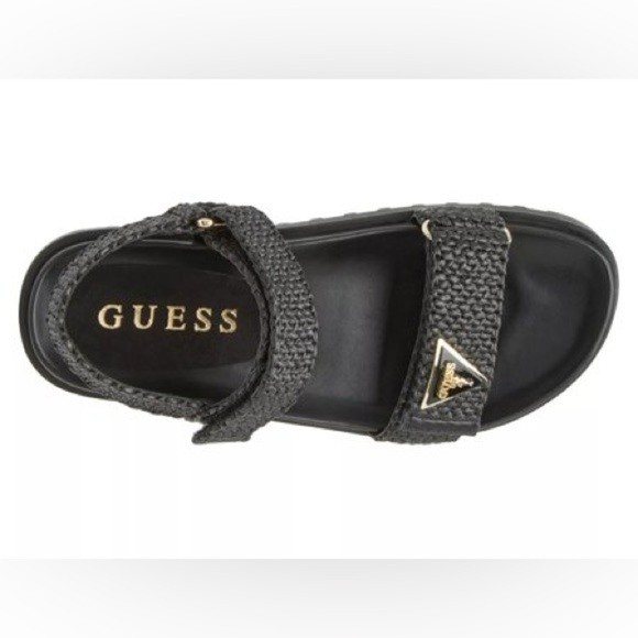 Guess Women’s Fabrisa Sandals Woven Fabric Adjustable Strap Black Size 8 - Picture 7 of 12